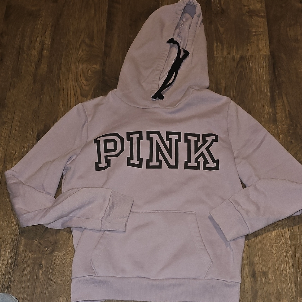 PINK Victoria's Secret Lavender Hoodie with Black Lettering